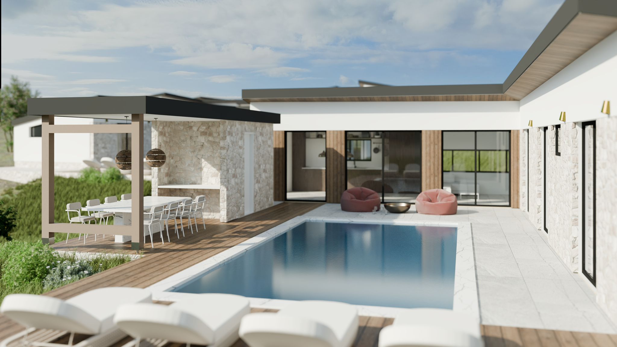 Villa Pool Area Render